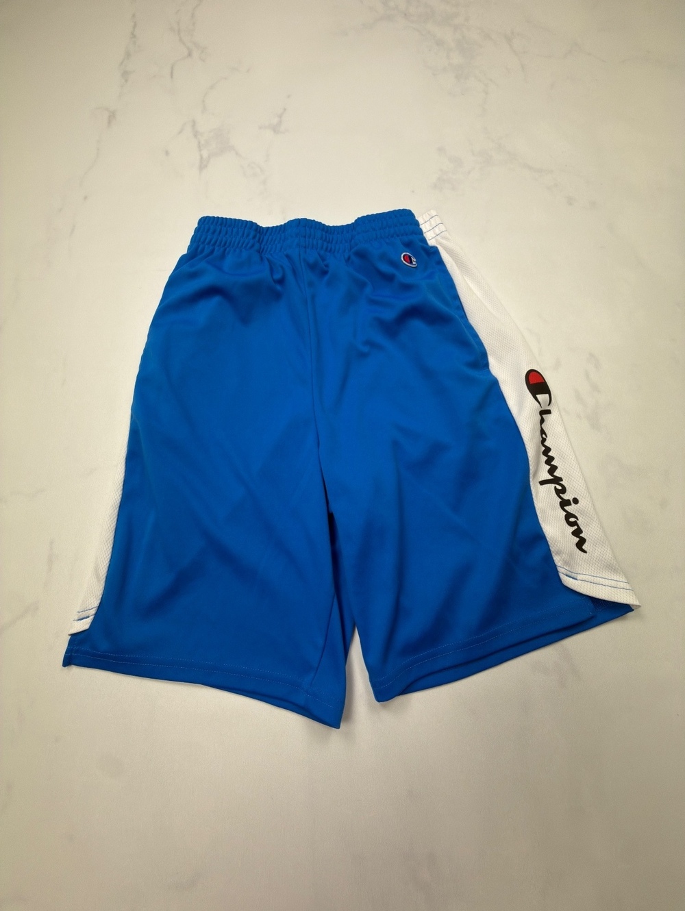 Champion Logo Side Athletic Shorts Blue 2010s Sporty Streetwear - Boys XL